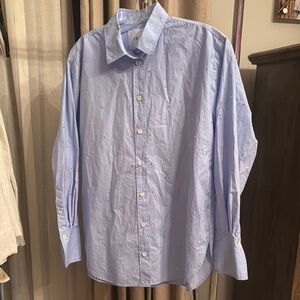 Light Blue Button Down Shirt with Crystals